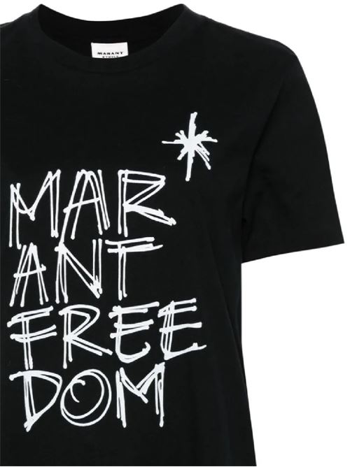 T-shirt nera con logo MARANT ETOILE | TS0147FAB3N07E01BK